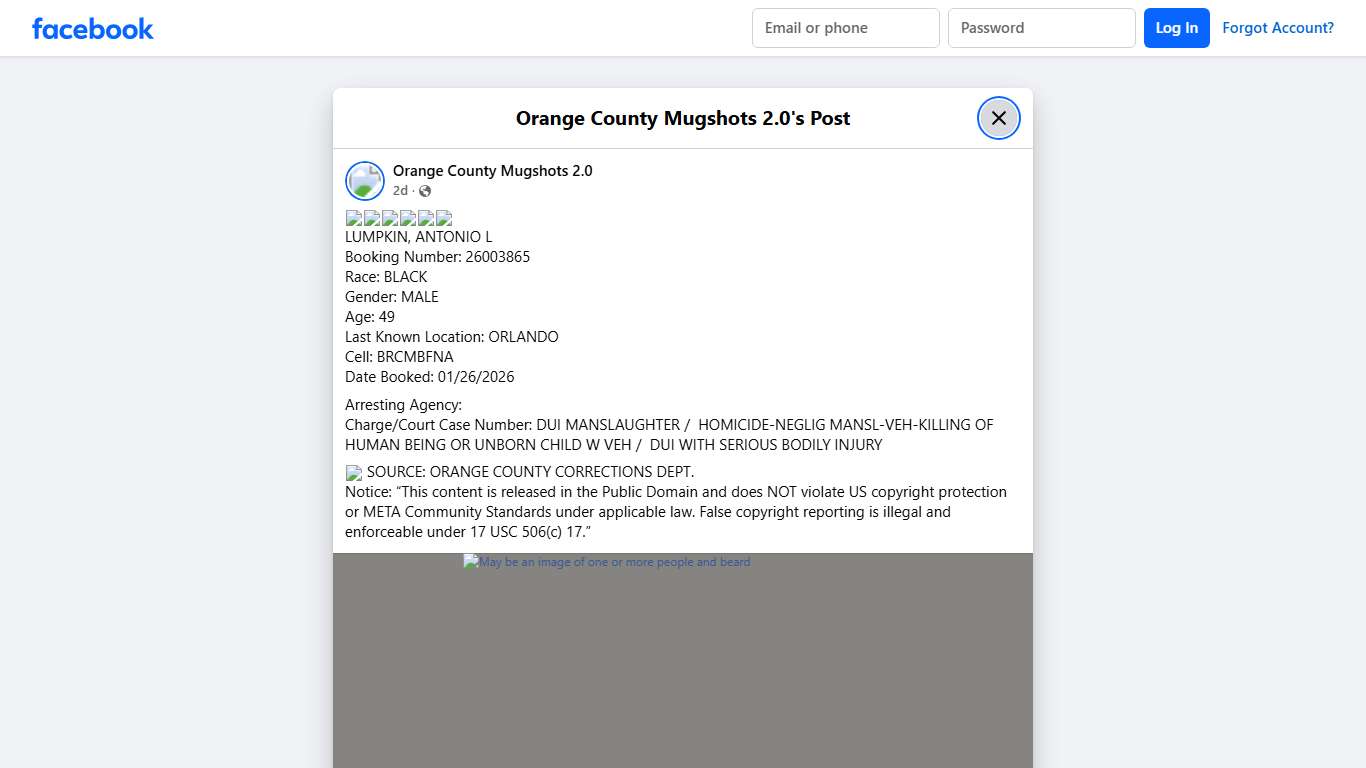 😲😲😲😲😲😲 LUMPKIN, ANTONIO L... - Orange County Mugshots 2.0 Facebook
